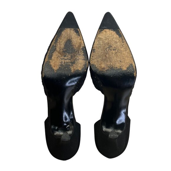 Stuart Weitzman Women’s Pyrite Nocturn Black Bowover Pointed-Toe Heels Sz M6 - Picture 4 of 10